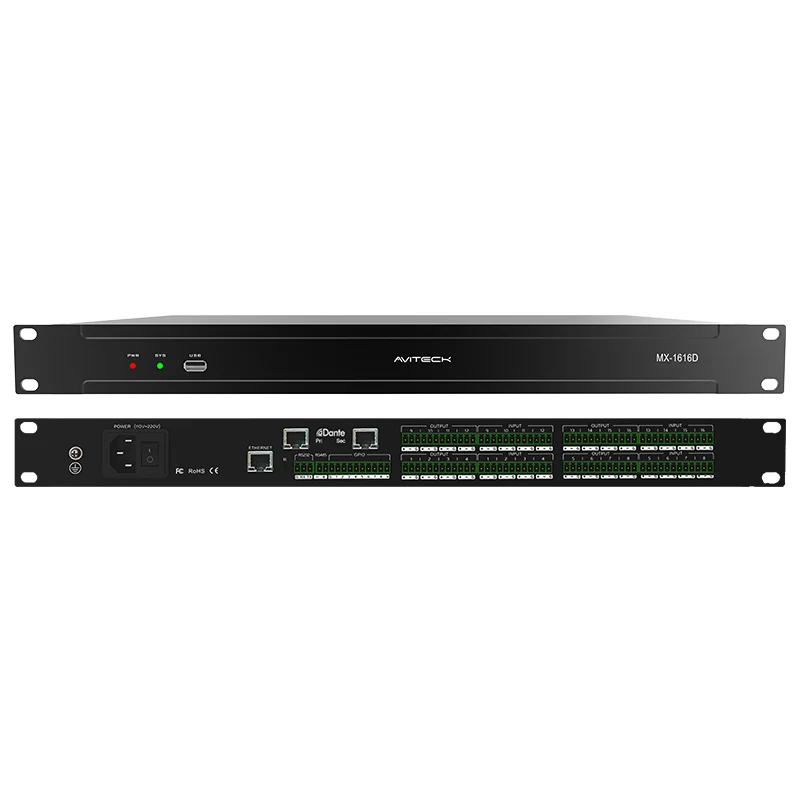 16-kanals professionell Dante DSP
