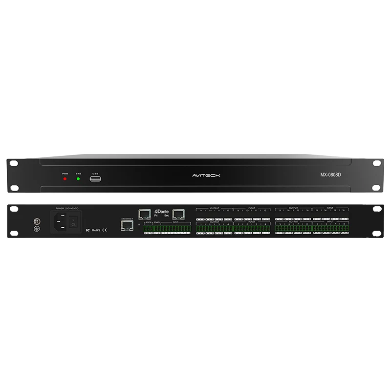 8-kanals professionell Dante DSP